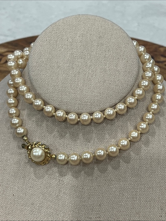 Talbots Jewelry - 24” Vintage Talbots Cream Pearl Long Necklace with Gold-Tone Clasp